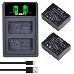 Batmax DMW-BLC12 BLC12E BLC12PP Battery+LED Dual Charger with Type C Port for Panasonic FZ1000,FZ200,FZ300,G5,G6,G7,GH2,DMC-GX8