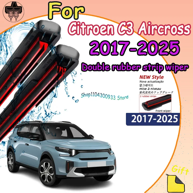 

Front Wiper Blades Car Windscreen Window Parts For Citroen C3 Aircross 2017-2025 2018 2019 Various Vehicles Silent Durable