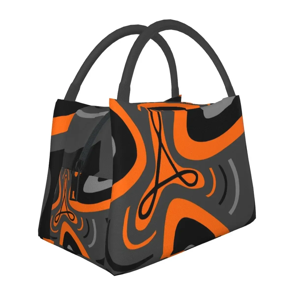 Hail Adobe - Orange, Grey, And Black Lunch Bags Insulated Bento Box Portable Lunch Tote Picnic Bags for Woman Children Travel