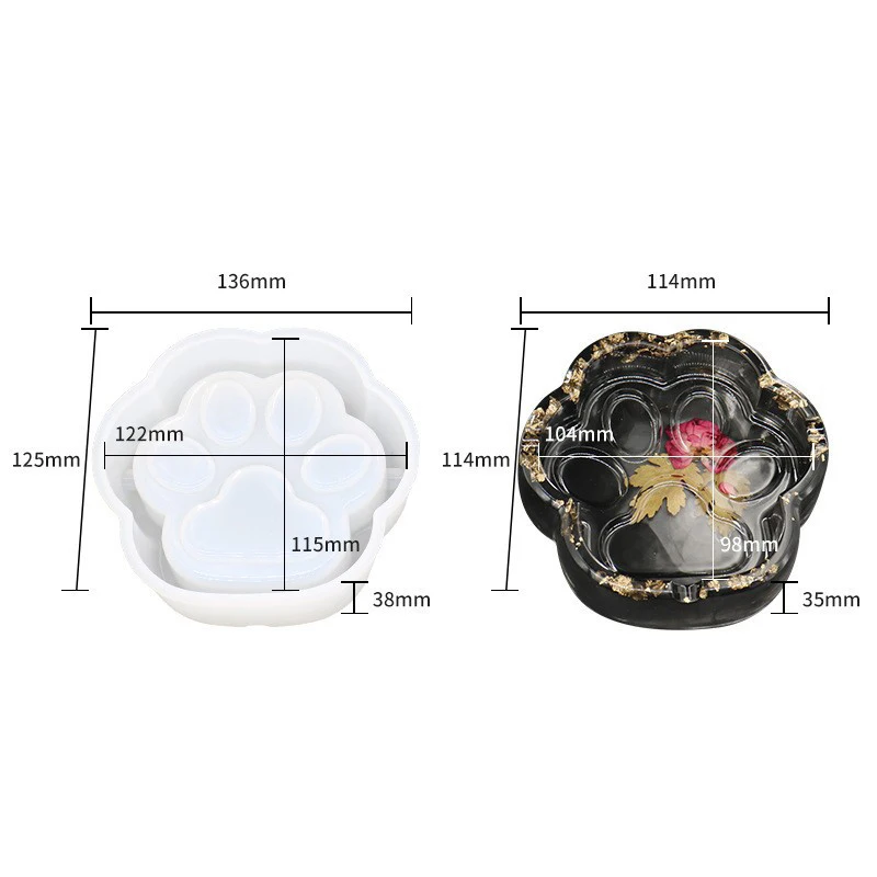 Creative Silicone Mold Cat Claw Footprint Resin Mould for Handmade Epoxy Jewelry Pendant Mirror Casting Mold