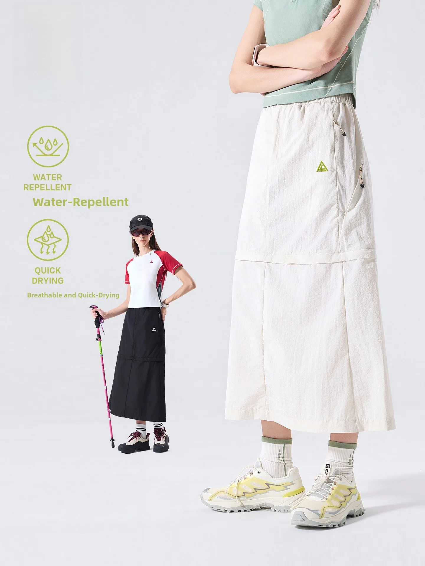 LAZY DAY Women's Quick Dry Breathable Long Skirt Outdoor Hiking Sporty Polyester Fiber mid Waist Loose Fit Autumn Skirt