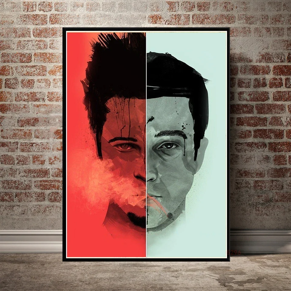 قتال نادي المشارك الفيلم الكلاسيكي قماش الفن ملصقات جدار لغرفة المعيشة ديكور المنزل #2