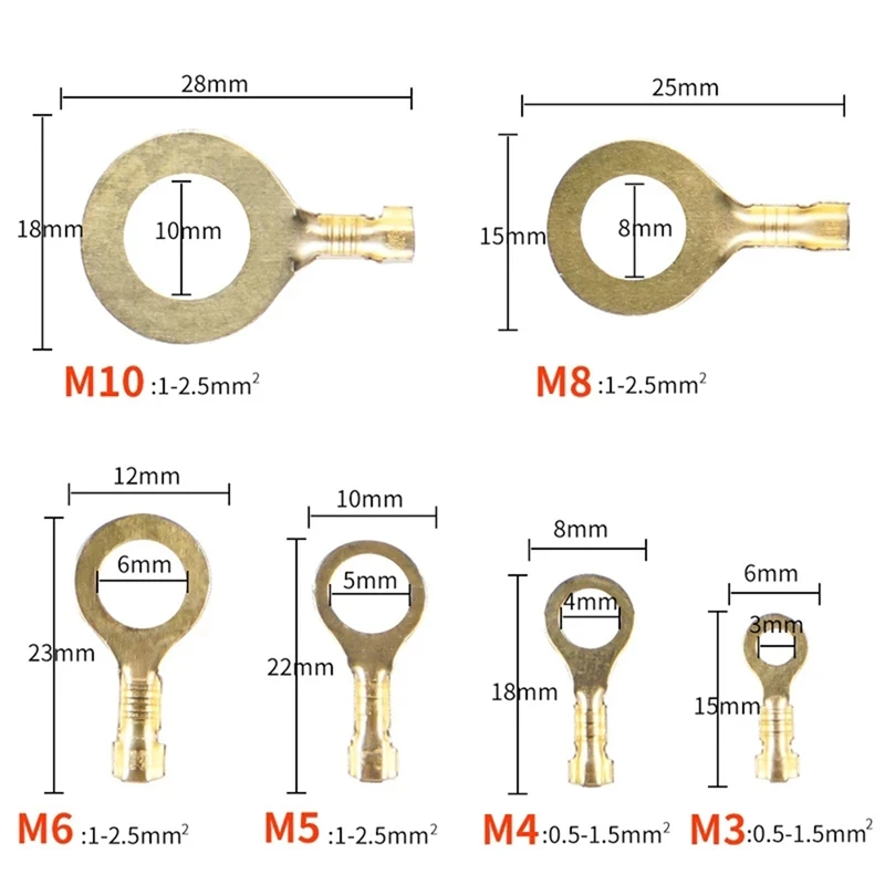 Anneau de M3-M10 de terminal d'anneau de 540PCs Fil de connexion de LDpring WieshammKit Accessoires électroniques