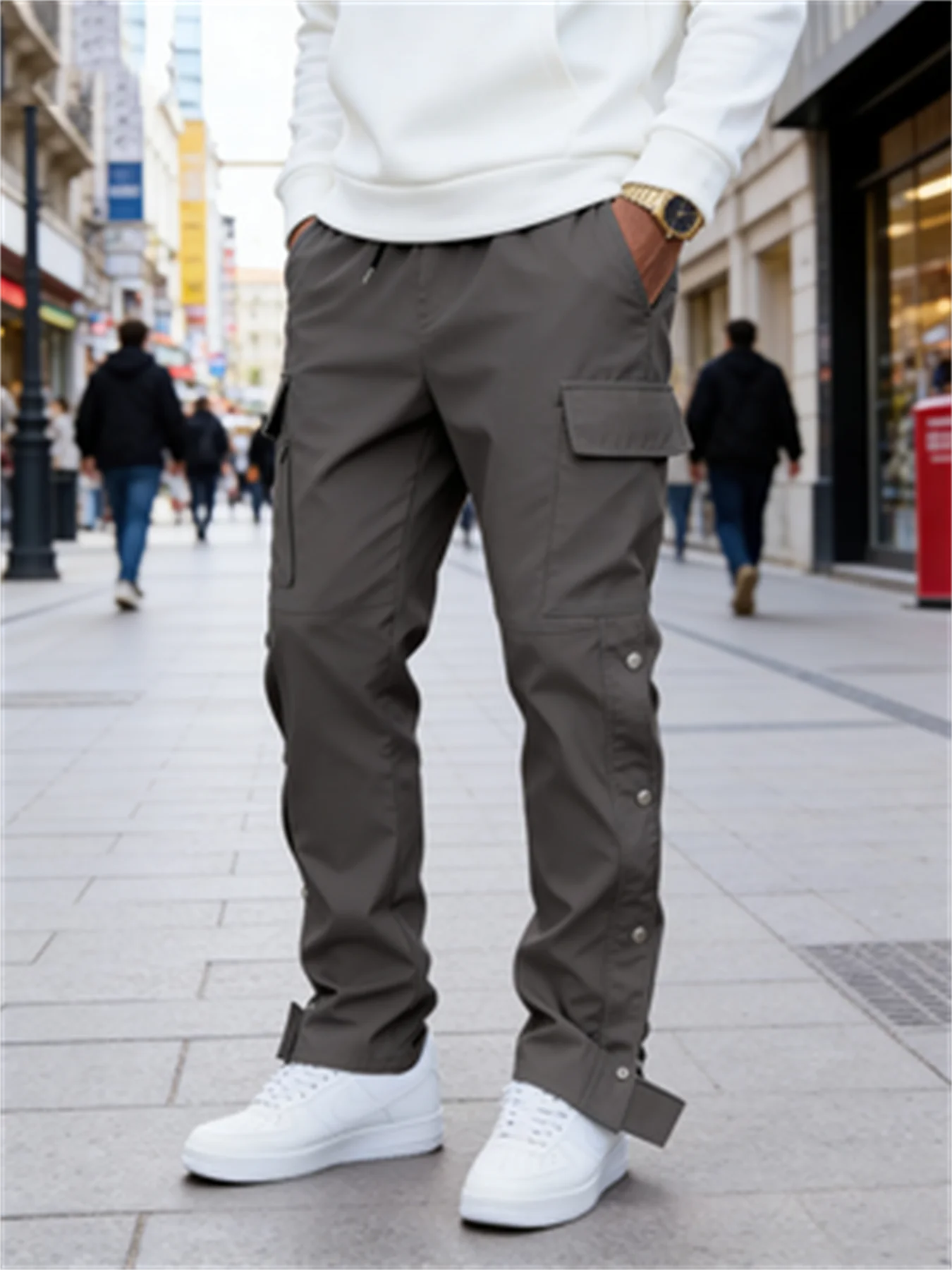 

Мужские брюки карго на весну-осень 2026: свободные повседневные уличные брюки, рабочие брюки для походов, тактические многокарманные рабочие брюки