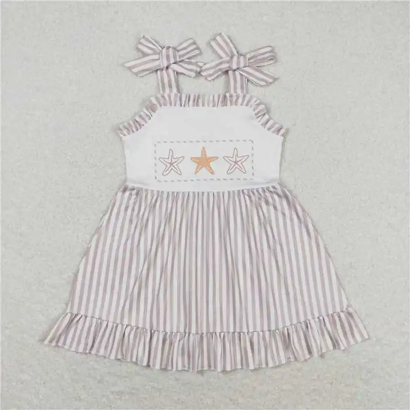 wholesale summer hot sale western boutique clothing for baby girls clothes Starfish striped lace halter skirts