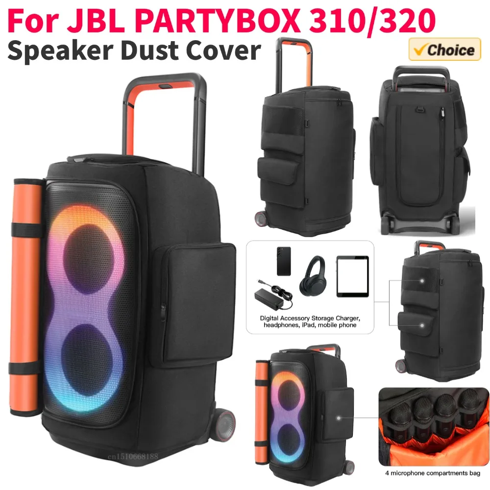 

Portable Speaker Dust Case Zipper Closure Padded Speaker Protective Cover Double-Sided Speaker Storage Bag for JBL PARTYBOX 520
