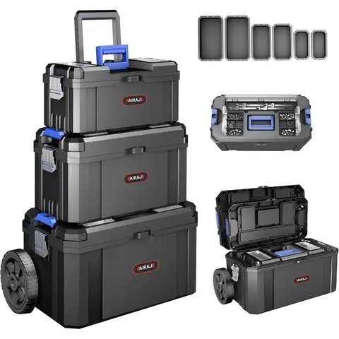 3-in-1 Rolling Stackable Tool Box with Wheels