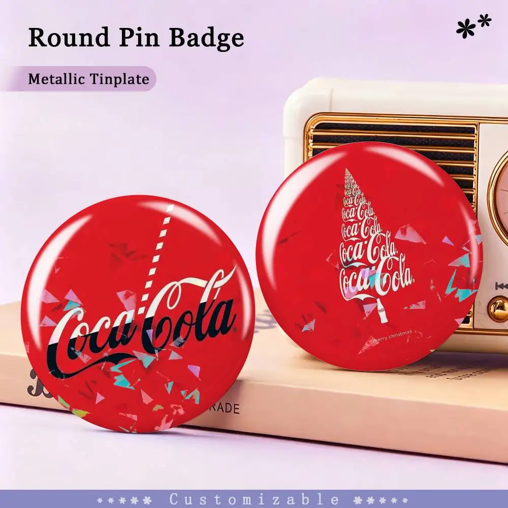 Enjoy C-Coca Cola Coke Drink Custom Tinplate Round Button Badges Pins Brooches for Clothes Backpack