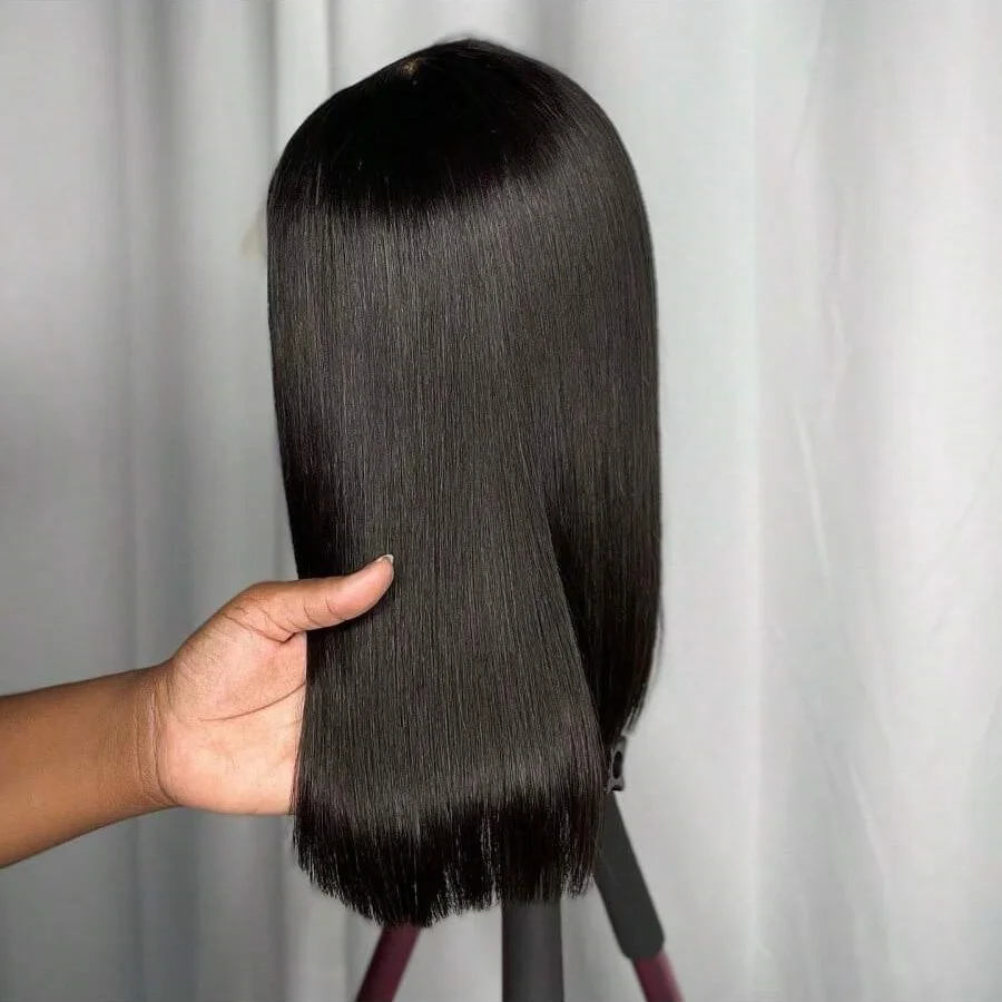 200% 14 بوصة قصيرة مستقيم بوب شعر مستعار 13*4 HD الدانتيل الشفاف أمامي خصلات الشعر المستعار الإنسان قبل قطعها البرازيلي الشعر البشري للنساء #4