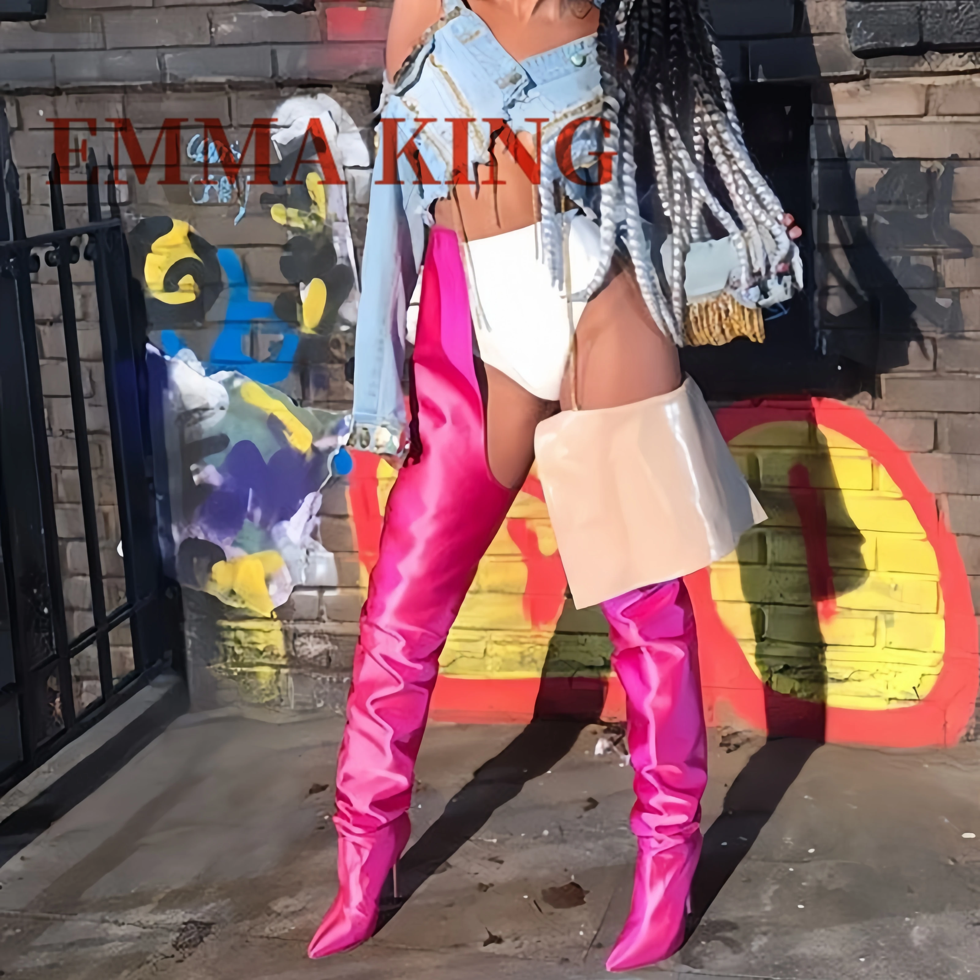 الخريف النساء الفخذ أحذية عالية الساتان الجلود الإفراط في الركبة التمهيد مثير أشار تو سحب على الشارع نمط أحذية نسائية حجم كبير 44 #5