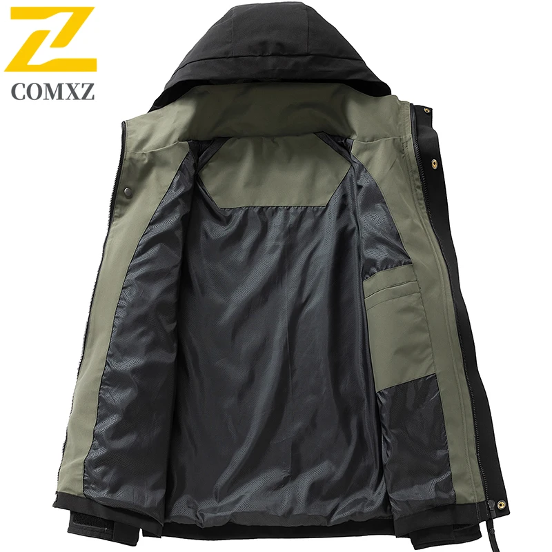 Brand Windbreaker Jackets Men's Spring Autumn Casual Fashionable Loose Zipper Pocket Coat Male Harajuku Camping Hooded Raincoat