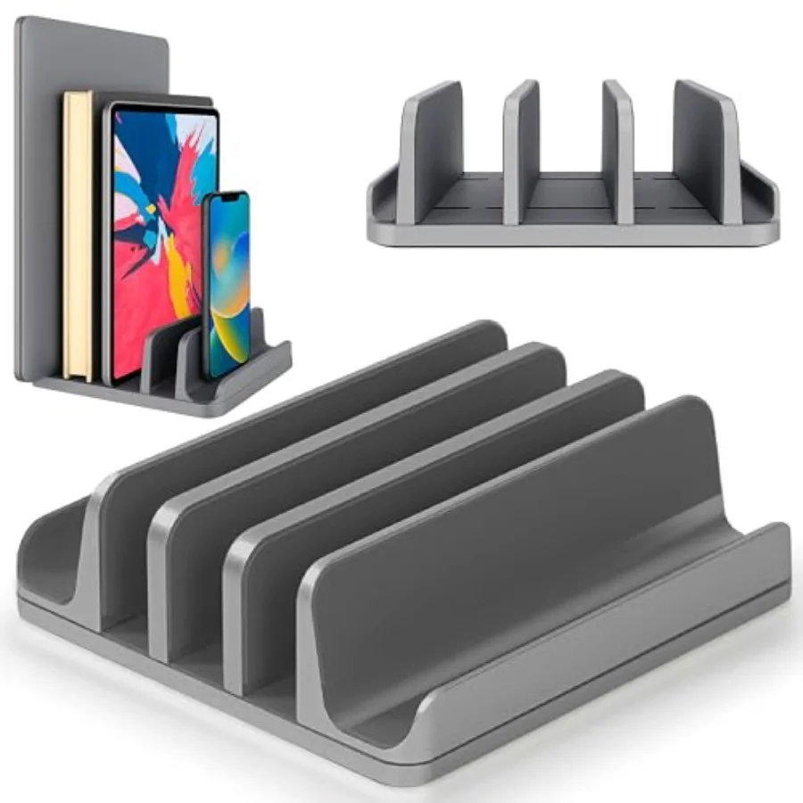 

Multiple Laptop Holder Vertical Adjustable Laptop Vertical Stand Holds 5 Devices, Fits All MacBooks Laptops Tablets and Mobiles