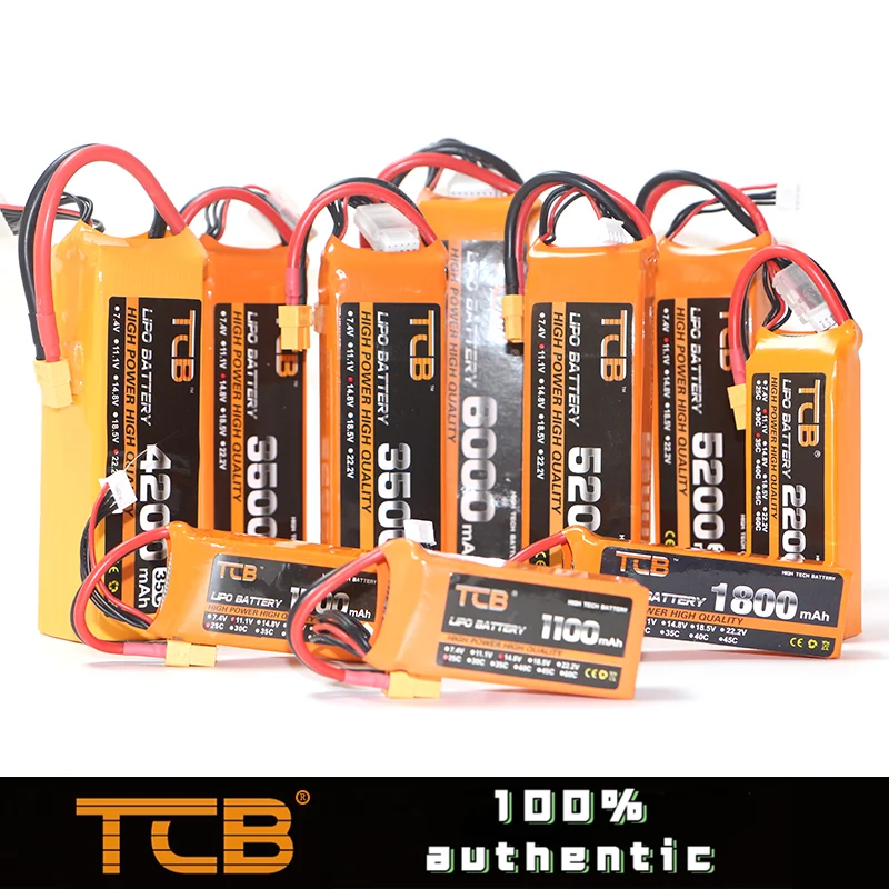 TCB 2S 3S 4S 6S RC Lipo Battery 7.4V 11.1V 14.8V 22.2V 50C 60C 3300mah 4500mah 5200mah 6000 6500mah T Deans XT60 Hard Case RC Pa