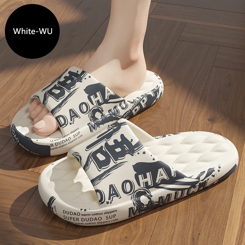 

New Fashion Sandals Men Thick Platform Slippers Soft Sole EVA Non-Slip Home Bathroom Slides Women Summer Flip Flops Beach Shoes