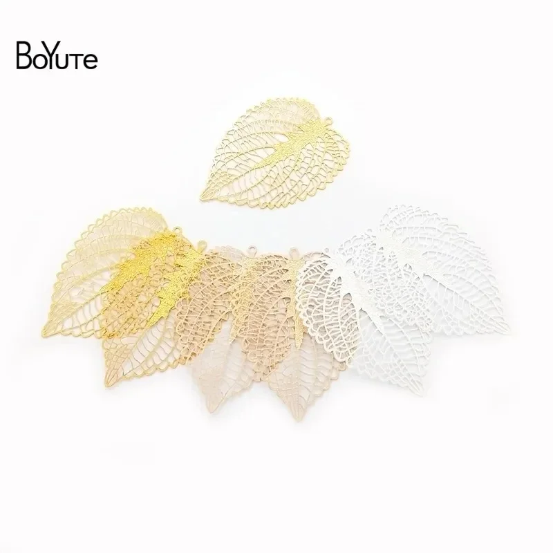 BoYuTe (10 Pieces/Lot) 41*56MM Filigree Leaf Pendant Materials Handmade Diy Jewelry Accessories