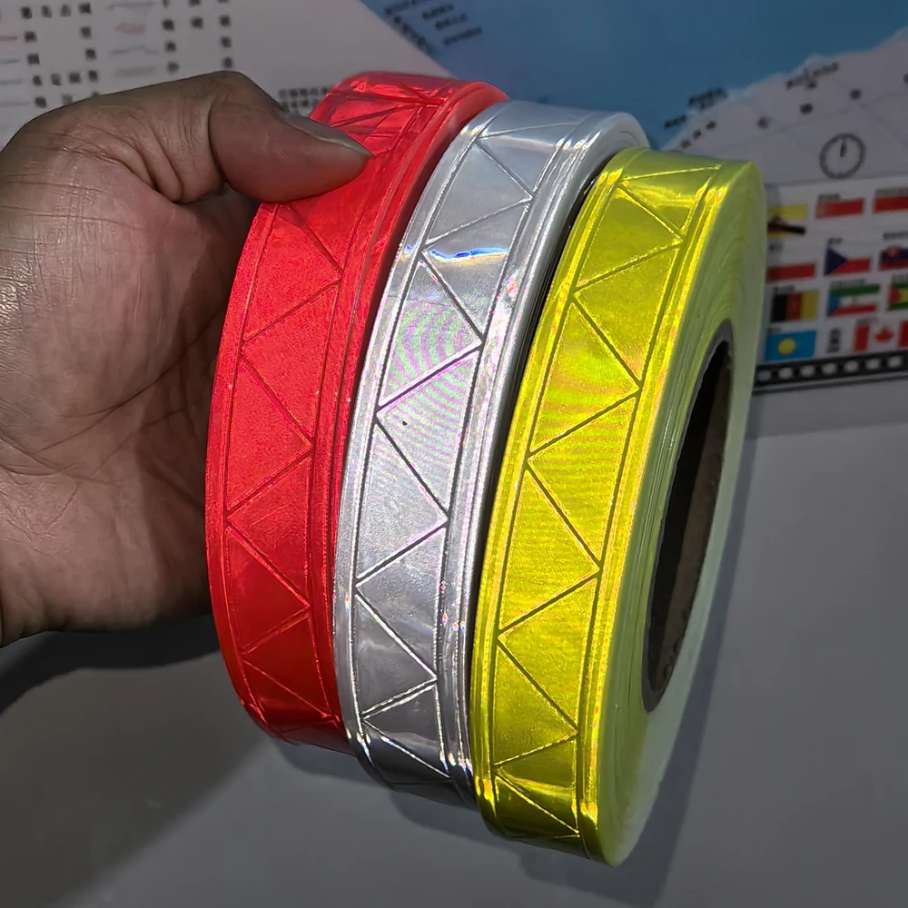 Gloss Reflective Strip PVC Tape Sew On Chothes Reflection Warning Strip High Quality Reflective Tape 50mm(2