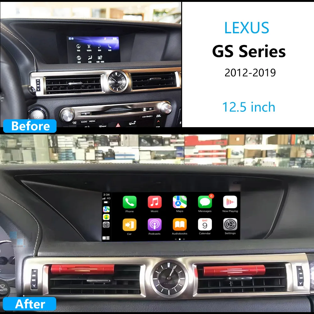 For Lexus GS 2012-2019 LHD and RHD Qualcomm Chips Android 13 Car Navigation GPS Multimedia Carplay Auto HD Screen Player