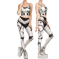 Adult Star Cosplay Costume Stormtroope Crop Imperial Fashion Sexy T shirt Tops Pants Sets Leggings Women Tight Bodysuit