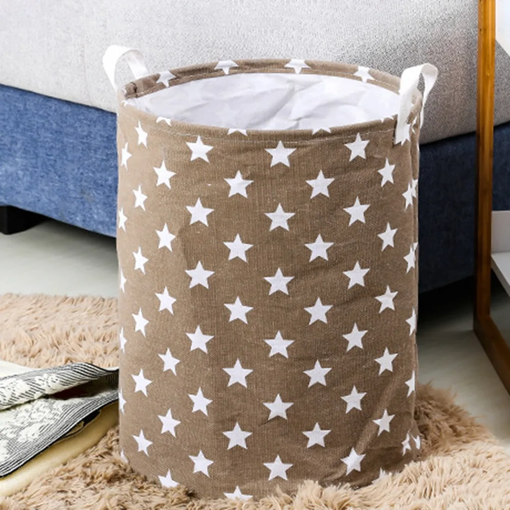 Waterproof Collapsible Extra Large Drawstring Clothes Hamper Storage with Handle with Stylish Stars Design(B)