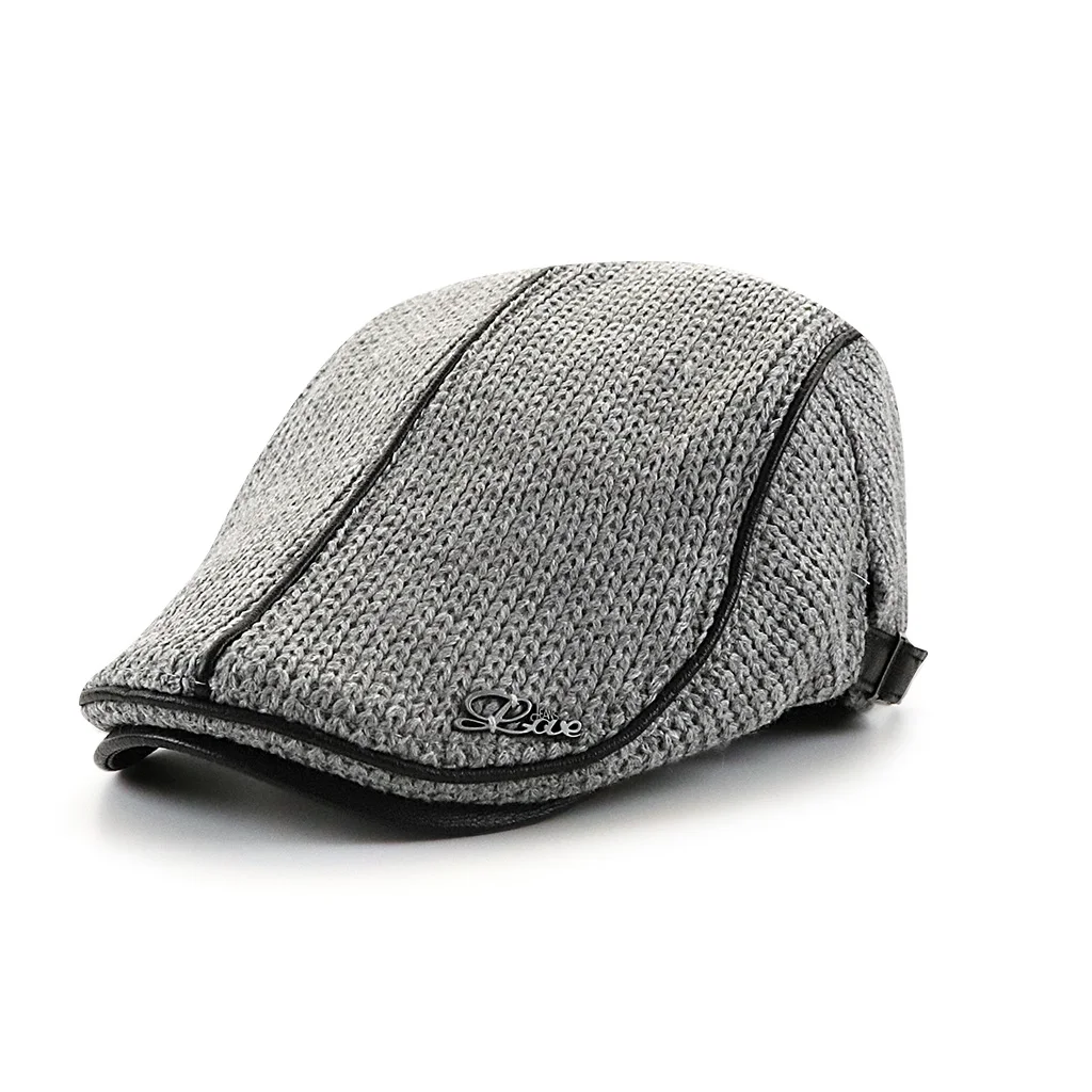 

JAMONT New Autumn Winter Hat for Men Cap black Beret Knitted Hats Warm Berets Male Visor Casquette Casual Flat Cap England Style