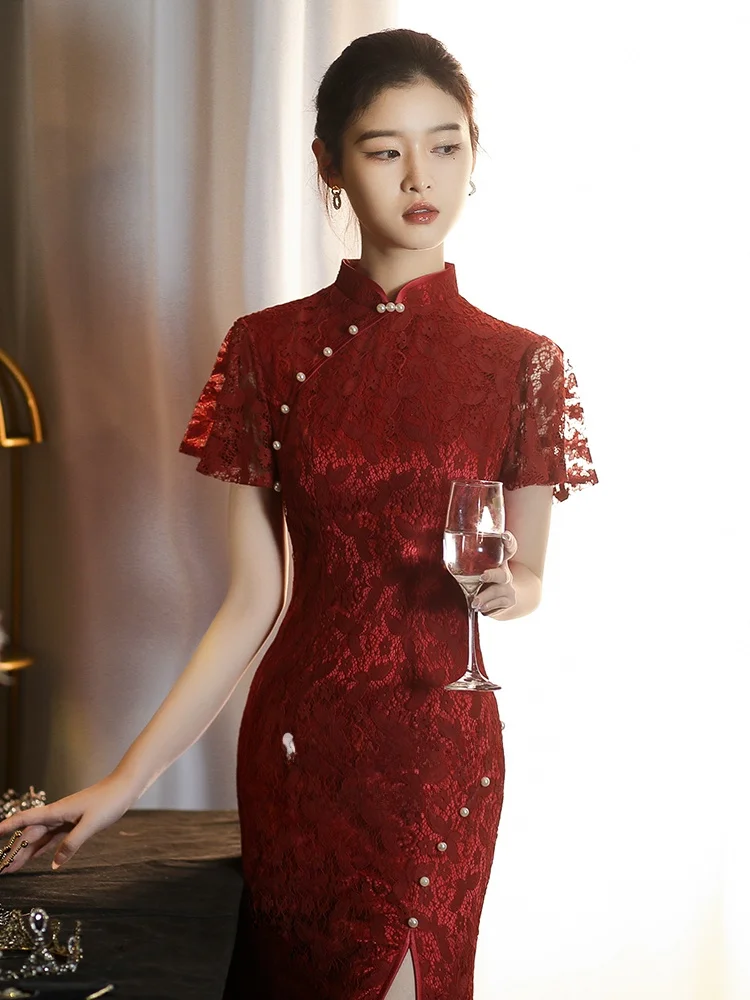 

Красное вечернее платье для помолвки, свадьбы, выпускного вечера, с длинной юбкой, винтажное, женское, модное, для вечеринок