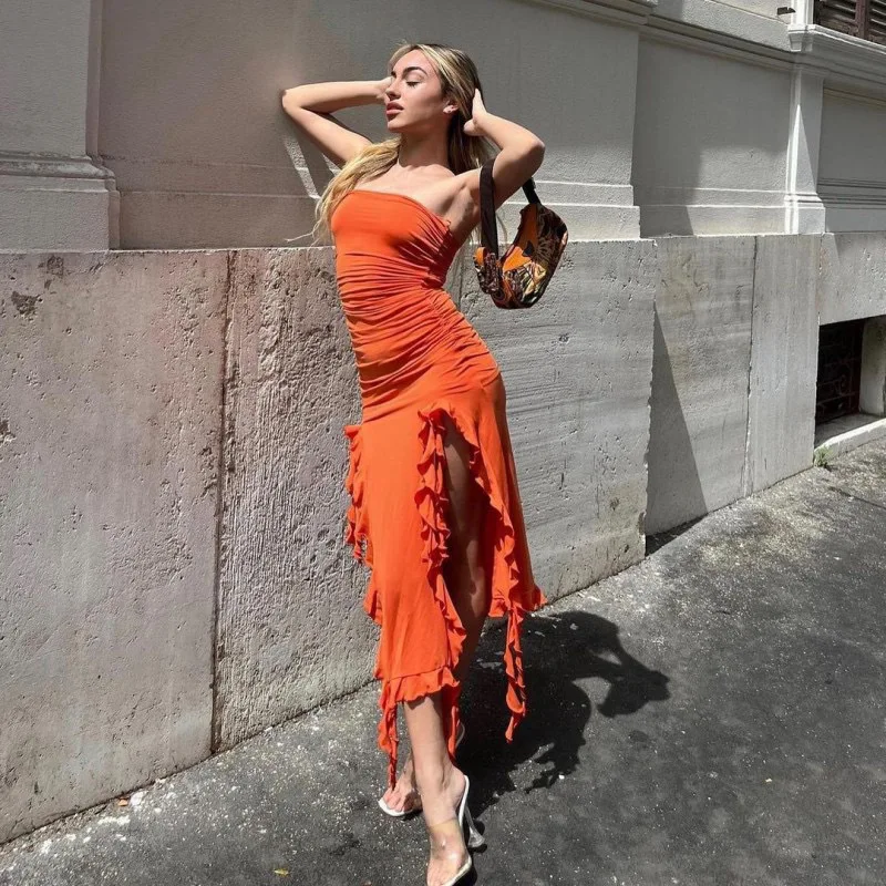 

Summer Casual Womens Dresses 2025 Fashion Jellyfish Lace Sexy Strapless Dress Female Clothing