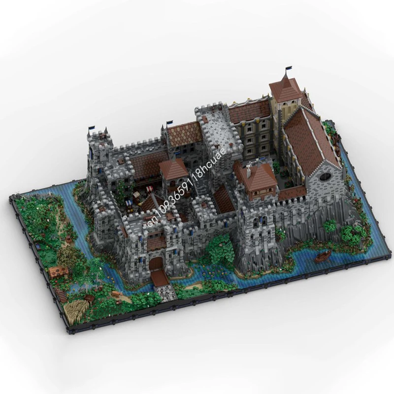 

1984 шт. MOC G1 береговый боковой вход, средневековый замок, модель строительных блоков, образовательная идея, модульные детские игрушки «сделай сам», рождественские подарки