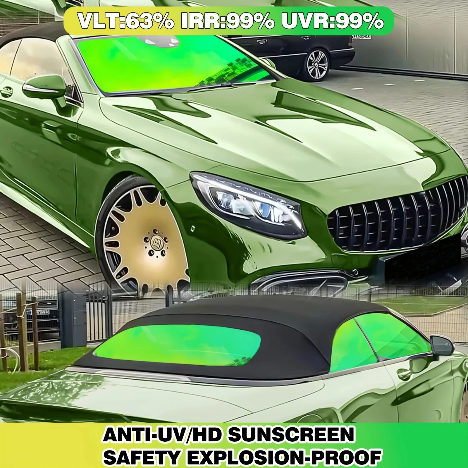 

Car Window Solar Film Ghost Aurora Green Colorful Optical Film Chameleon Front and Rear Windshield Thermal Insulation