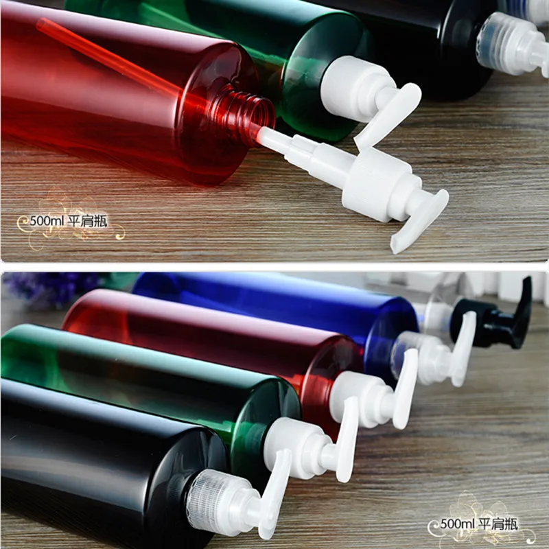 

Wholesale 500ml Round Lotion Bottle Flat Shoulder Bottle Spiral Pump Hydrogel Bottle Body Wash Shampoo Bottle Empty Container