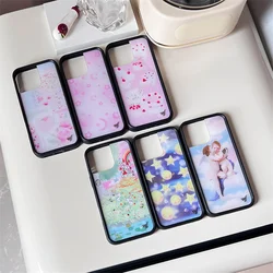 Wildflower Angel Baby Fruit Cake Phone Case For iPhone 16 15 14 13 12 Pro Max Plus WF Pink Moon Star Rabbit Shockproof Cover