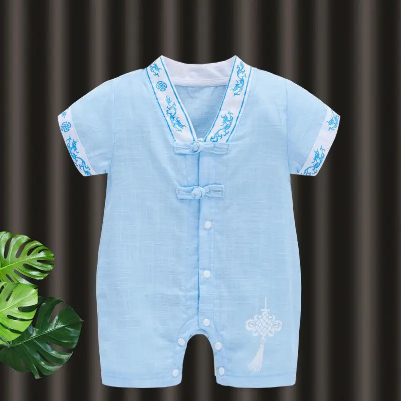 New Baby 100-day Wishes Blessing Crawling Suit Newborn Soft Cotton One-pieces Clothes Summer Cotton Breathable Baby Jumpsuit