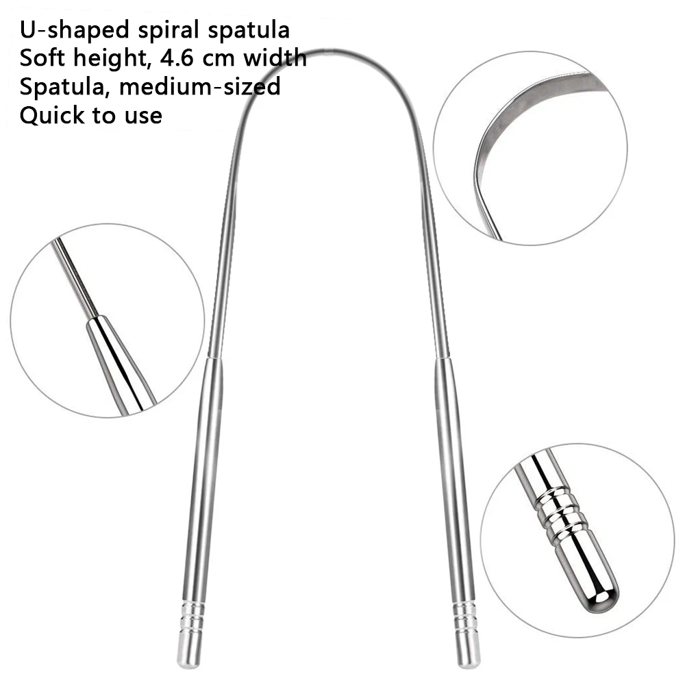 منظف اللسان، أداة العناية بالفم من الفولاذ المقاوم للصدأ، ينعش التنفس، مكشطة اللسان المحمولة (مع حقيبة تخزين)، (3 قطع فضية) #3
