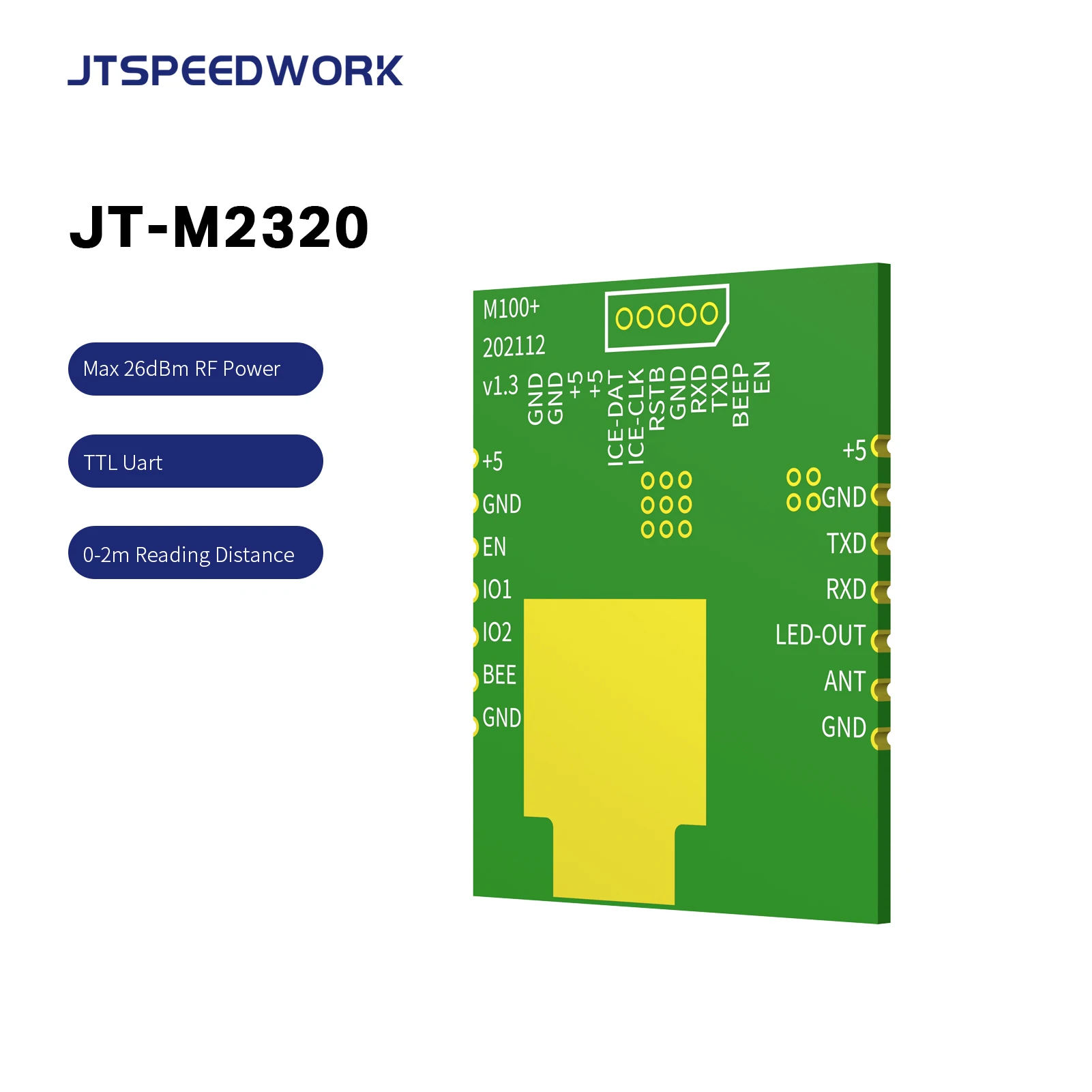 Imagem -02 - Módulo do Leitor da Frequência Ultraelevada Rfid de 02m M100 com Demonstração Livre e Sdk Mais Antena Cerâmica de 40 mm