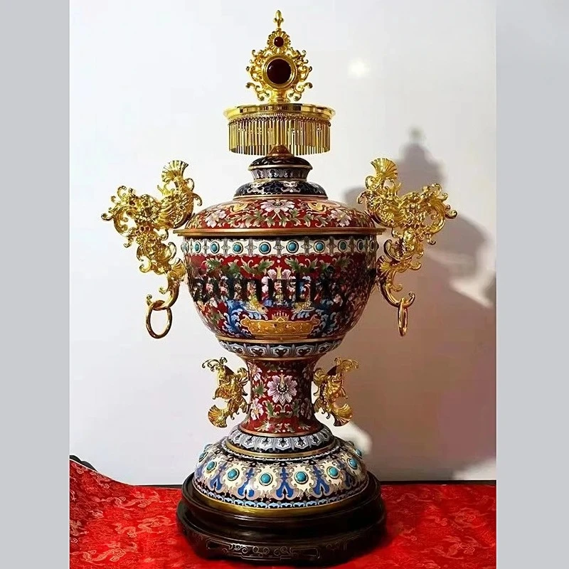 Перегородчатая орнаментная ваза Yuyue Longmen, китайская гостиная, открытое украшение на новоселье, подарки Перегородчатая орнаментная ваза Yuyue Longmen, китайская гостиная, открытое украшение на новоселье, подарки