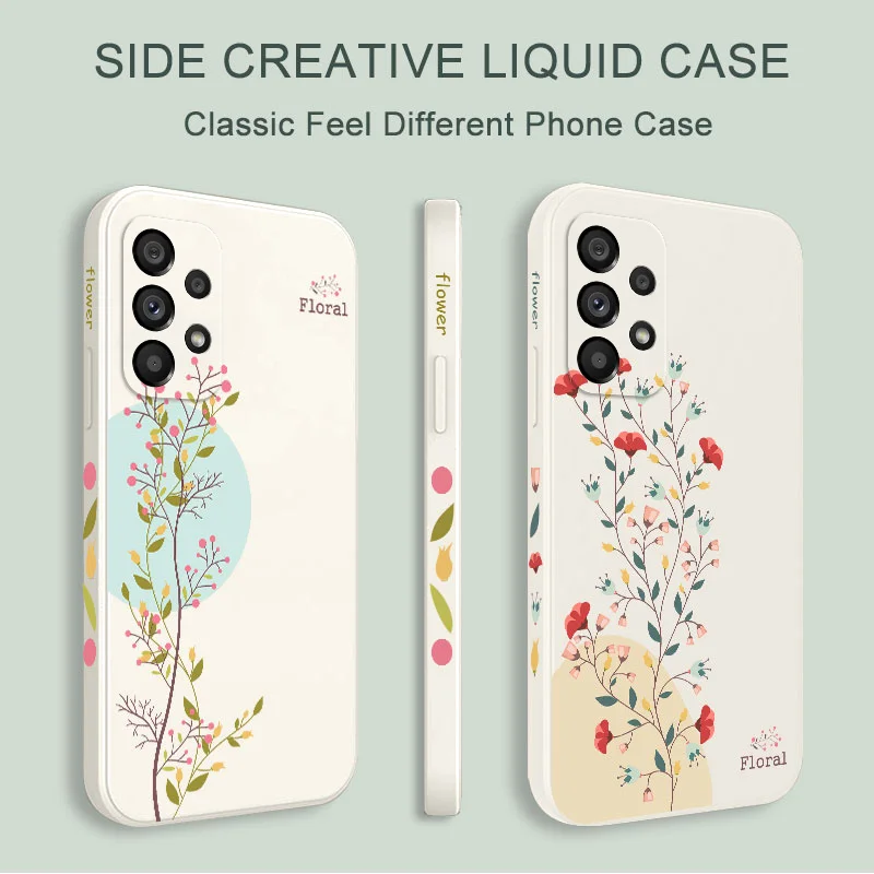 Twigs Flower Willow Phone Case For Samsung A54 A34 A24 A14 A73 A53 A23 A13  A04 A72 A52 A52S A32 A22 A15 A25 A35 A55 4G 5G
