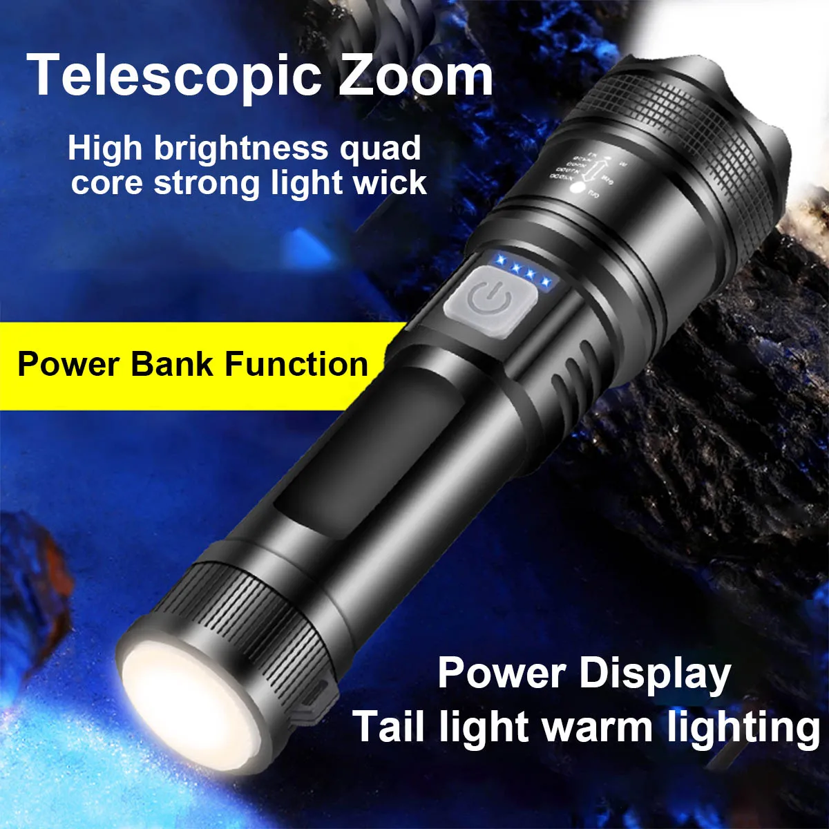 

P200 Super Powerful LED Flashlight Zoom Tactical Torch Built-in Battery USB Rechargeable Waterproof Lamp Ultra Bright Lantern