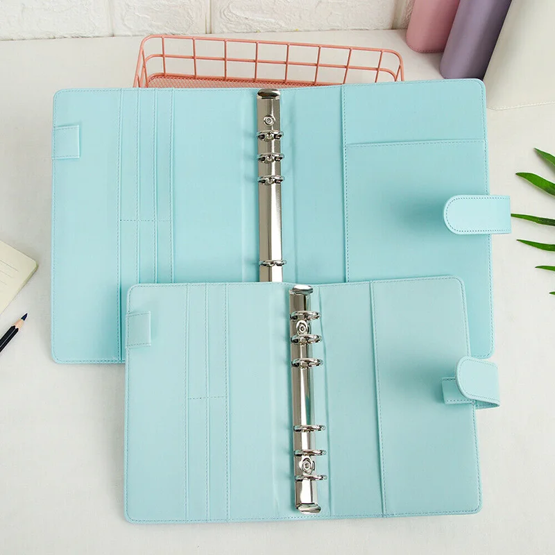 A6 A5 Pu Leather Diy Binder Notebook Cover Macaroon Color Diary Agenda Planner Paper Cover School Stationery School Supplies