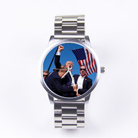 Son Field Watch Men Wrist Original Gift Silver Case Assassination Trump Christmas Souvenir Watches for Men Rose Gold Fighting