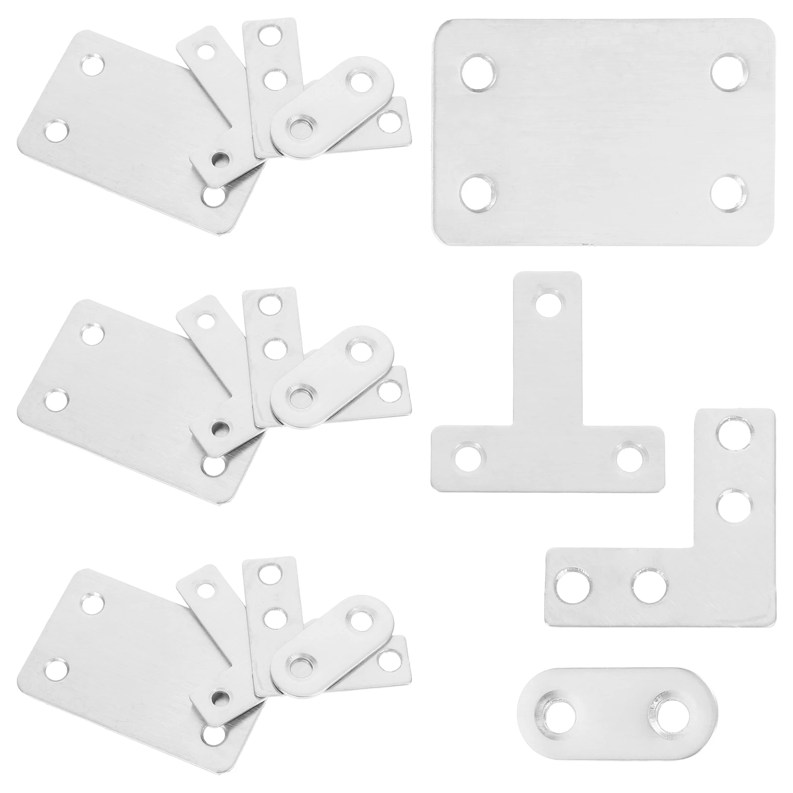 

22PCS Stainless Steel Corner Braces Heavy Duty Flat Plates Galvanized Straight Bracket Connectors Multifunctional Strong Ideal