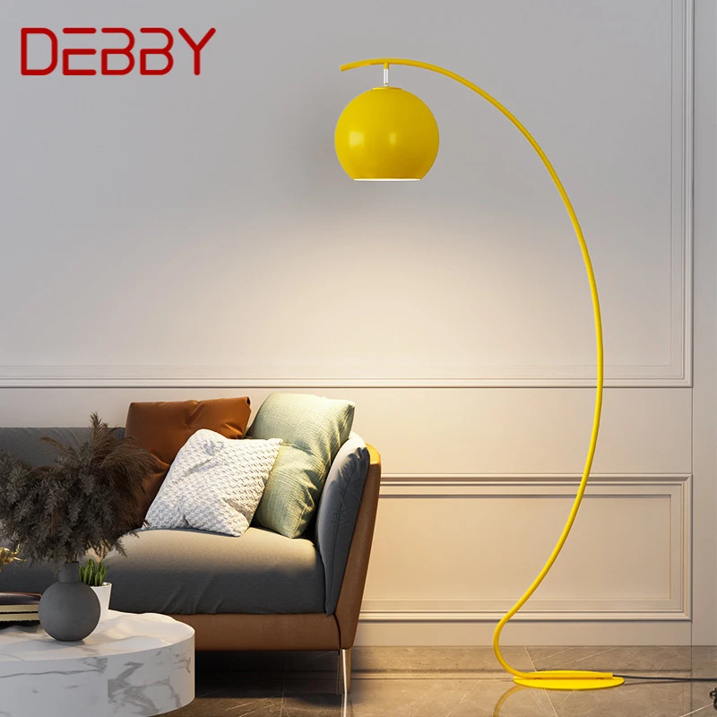 DEBBY Nordic Yellow Fishing Floor Lamp Modern Family Living Room Bedroom Sofa Creative LED Decorative Standing Light