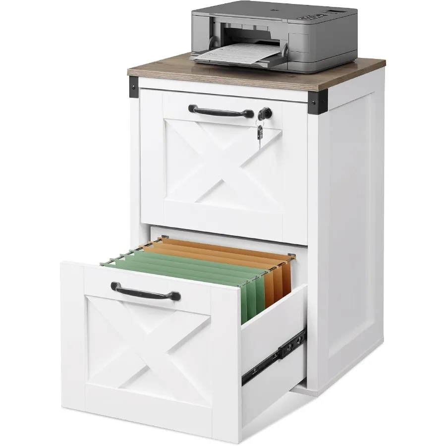2-Drawer File Cabinet with Lock, Wood Office Filing Cabinets