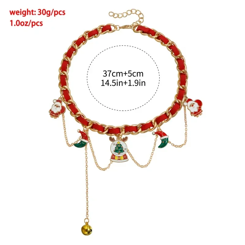 2026 عيد الميلاد متعدد العناصر المختنق قلادة للنساء سانتا كلوز شجرة دلاية شكل نجمة تصميم جديد شخصية الشريط المنسوجة مجوهرات