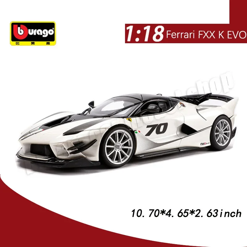 Bburago-Modelo de carro de liga Die-Cast Ferrari FXX K EVO, Brinquedos Colecionáveis, Decoração de Carro Miniatura, 1:18, Original