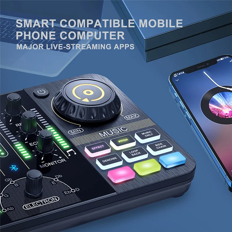 

【IN Stock】Professional Audio Mixer Podcast Microphone Sound Card Kit For Smartphone Laptop Computer Vlog Recording Live Streami