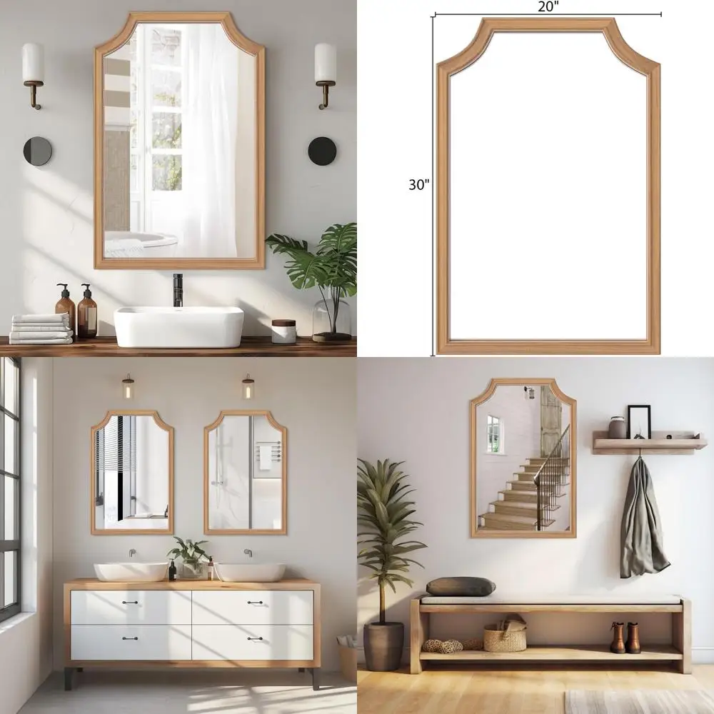 WallBeyond Espelho de madeira recortado para banheiro pequeno vaidade 20x30 Polegada retângulo espelho de parede decoração para corredor quarto sala de estar Roo