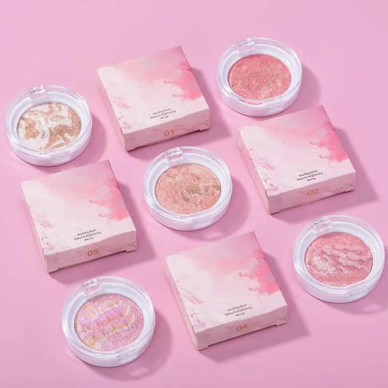 Lighting Glow Baked Blush Face Glitter Blush Cheek Tint Face Shimmer Highlighter Powder Blush Palette Monochrome Blush Palette