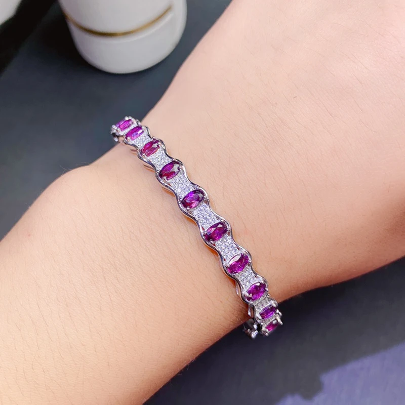 

Natural Garnet Bracelet for women silver 925 jewelry luxury gem stones 18k gold plated free shiping items