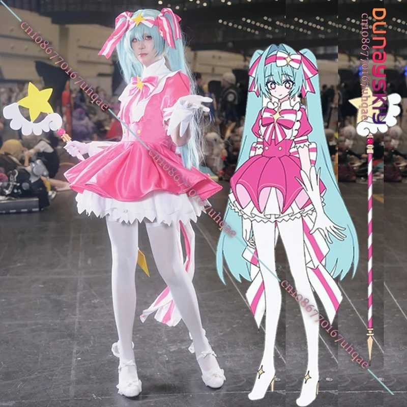 

Retry Now Косплей Костюм Микуки Проект SEKAI Розовое Платье SAIKOU@Retry Now Волшебная Палочка Широкая Расклешенная Юбка Женская Ролевая Игра на Хэллоуин