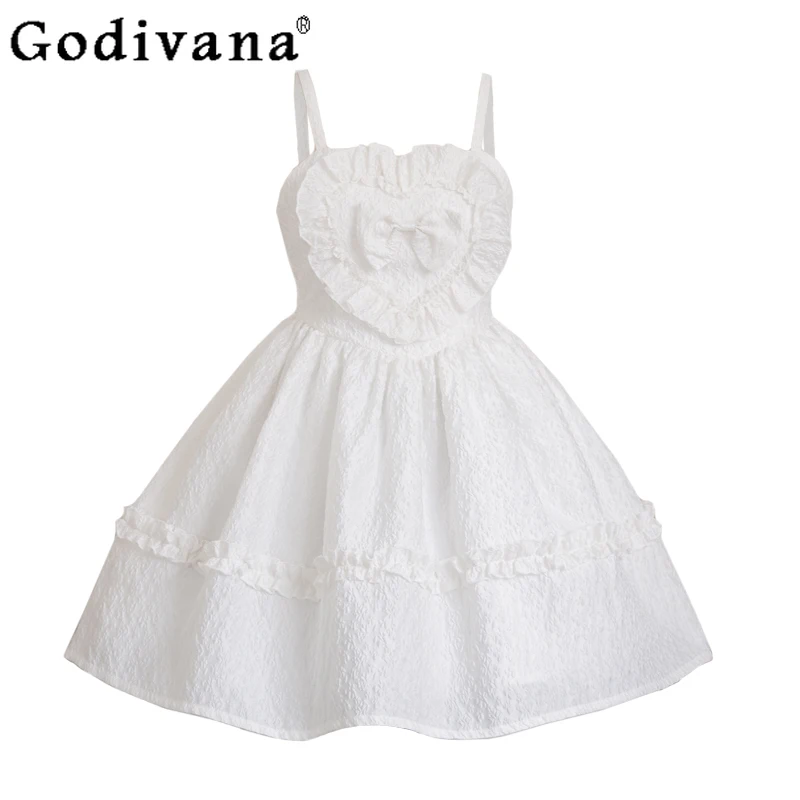 

Милое шикарное темпераментное белое платье принцессы в форме сердца с оборками, новые летние элегантные платья принцессы трапециевидной формы с высокой талией для девочек