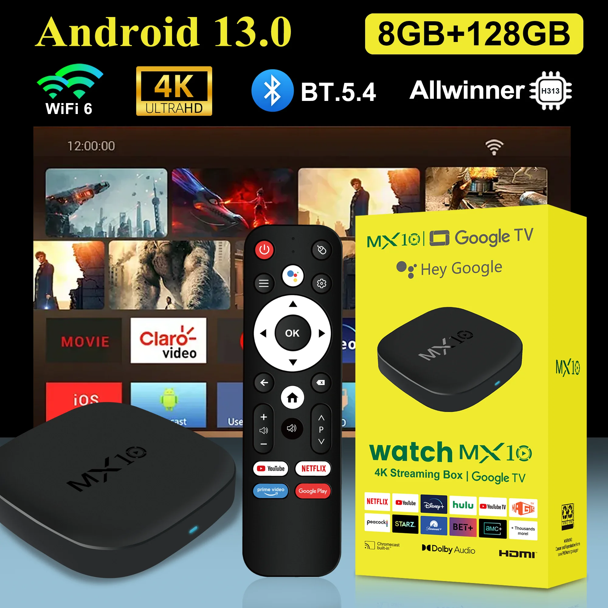 Ddr3 8Gb - MX10‑M4 WiFi6 BT TV Box Allwinner